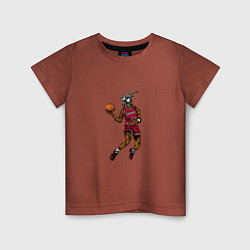 Футболка хлопковая детская GOAT Jordan, цвет: кирпичный