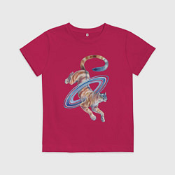 Футболка хлопковая детская Сатурн пума, цвет: маджента