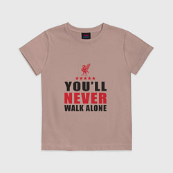 Футболка хлопковая детская Liverpool - Never Walk Alone, цвет: пыльно-розовый