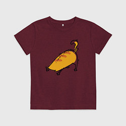Футболка хлопковая детская Поклон кота, цвет: меланж-бордовый