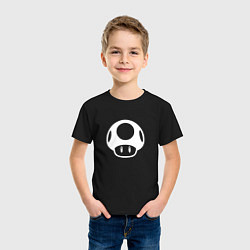 Футболка хлопковая детская Грибок из Марио, цвет: черный — фото 2