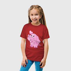 Футболка хлопковая детская Розовый слонёнок, цвет: красный — фото 2