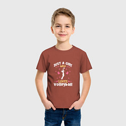 Футболка хлопковая детская Volleyball Loves, цвет: кирпичный — фото 2