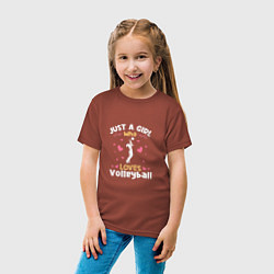 Футболка хлопковая детская Volleyball Loves, цвет: кирпичный — фото 2