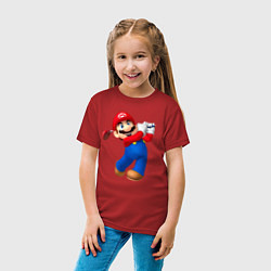 Футболка хлопковая детская Марио - крутейший гольфист Super Mario, цвет: красный — фото 2