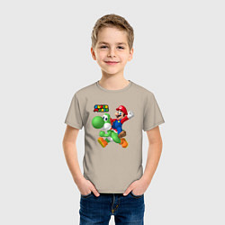 Футболка хлопковая детская Mario and Yoshi Super Mario, цвет: миндальный — фото 2