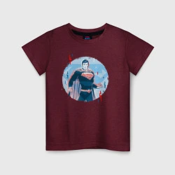 Футболка хлопковая детская Фигура Супермена, цвет: меланж-бордовый