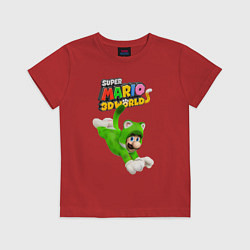 Футболка хлопковая детская Luigi cat Super Mario 3D World Nintendo, цвет: красный