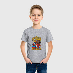 Футболка хлопковая детская Хоккей - Russia, цвет: меланж — фото 2