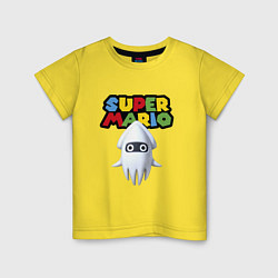 Футболка хлопковая детская Blooper Super Mario Nintendo Video game, цвет: желтый