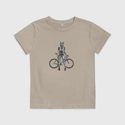 Футболка хлопковая детская Bike punk cat, цвет: миндальный