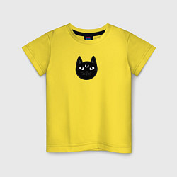 Футболка хлопковая детская Мистический чёрный кот с полумесяцем, цвет: желтый