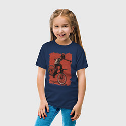 Футболка хлопковая детская Байк панк девочка, цвет: тёмно-синий — фото 2