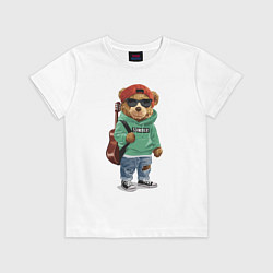 Футболка хлопковая детская КРУТОЙ МИШКА COOL BEAR, цвет: белый