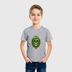Футболка хлопковая детская Green Skull, цвет: меланж — фото 2