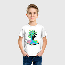 Футболка хлопковая детская Gorgon Medusa Vaporwave Neon, цвет: белый — фото 2