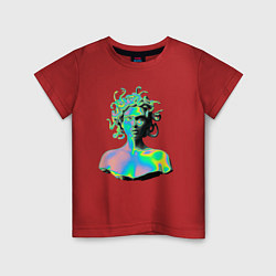 Футболка хлопковая детская Gorgon Medusa Vaporwave Neon, цвет: красный