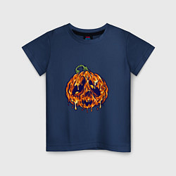 Футболка хлопковая детская Хэллоуин - Тыква, цвет: тёмно-синий