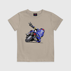 Футболка хлопковая детская Yamaha racing team Racer, цвет: миндальный
