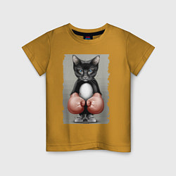 Детская футболка Крутой котяра в боксёрских перчатках Cool cat in b