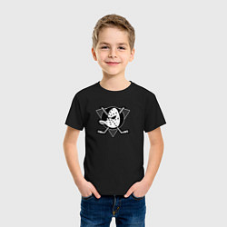 Футболка хлопковая детская Anaheim Ducks Анахайм Дакс Серый, цвет: черный — фото 2