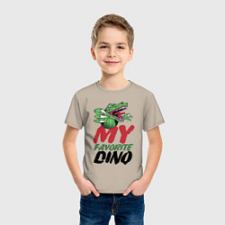 Футболка хлопковая детская My favorite dinosaur Мой любимый динозавр, цвет: миндальный — фото 2