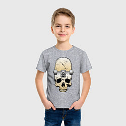 Футболка хлопковая детская Череп - скейтборд Экстрим Skull - Skateboard Extre, цвет: меланж — фото 2