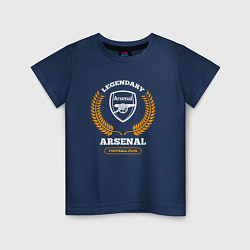 Футболка хлопковая детская Лого Arsenal и надпись Legendary Football Club, цвет: тёмно-синий
