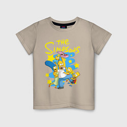 Футболка хлопковая детская The SimpsonsСемейка Симпсонов, цвет: миндальный