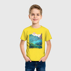 Футболка хлопковая детская Большие горы и маленький медведь, цвет: желтый — фото 2