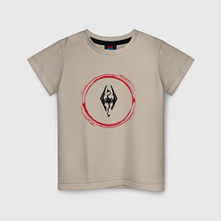 Детская футболка Символ Skyrim и красная краска вокруг