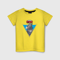 Футболка хлопковая детская Ворон в треугольнике из бравл старс, цвет: желтый