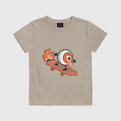 Футболка хлопковая детская AN ALL-SEEING EYE ON A SKATEBOARD, цвет: миндальный