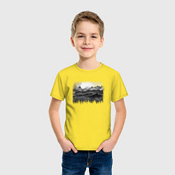 Футболка хлопковая детская Горный пейзаж, цвет: желтый — фото 2
