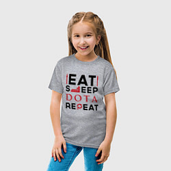 Футболка хлопковая детская Надпись: Eat Sleep Dota Repeat, цвет: меланж — фото 2