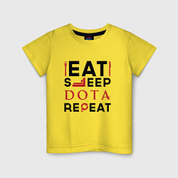 Футболка хлопковая детская Надпись: Eat Sleep Dota Repeat, цвет: желтый