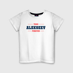 Футболка хлопковая детская Team Alekseev Forever фамилия на латинице, цвет: белый