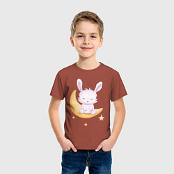 Футболка хлопковая детская Милый Крольчонок Сидит На Месяце, цвет: кирпичный — фото 2