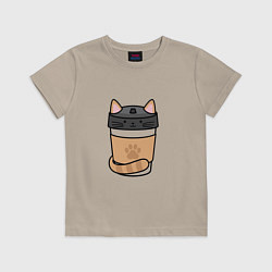 Футболка хлопковая детская THE CAT IN THE JAR, цвет: миндальный