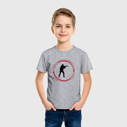 Футболка хлопковая детская Символ Counter Strike и красная краска вокруг, цвет: меланж — фото 2