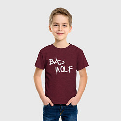 Футболка хлопковая детская Bad Wolf злой волк, цвет: меланж-бордовый — фото 2