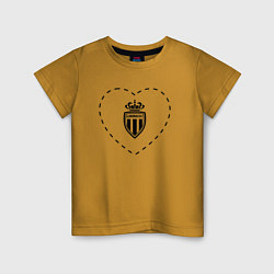 Футболка хлопковая детская Лого Monaco в сердечке, цвет: горчичный