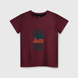Футболка хлопковая детская Jazz - Festival, цвет: меланж-бордовый