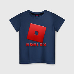 Футболка хлопковая детская ROBLOX логотип красный градиент, цвет: тёмно-синий