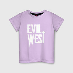 Футболка хлопковая детская Evil west logo, цвет: лаванда