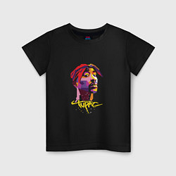 Футболка хлопковая детская Tupac Color, цвет: черный