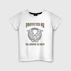 Футболка хлопковая детская Protected by the power of Odin, цвет: белый