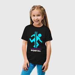 Футболка хлопковая детская Символ Portal в неоновых цветах, цвет: черный — фото 2