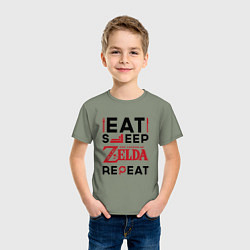 Футболка хлопковая детская Надпись: Eat Sleep Zelda Repeat, цвет: авокадо — фото 2