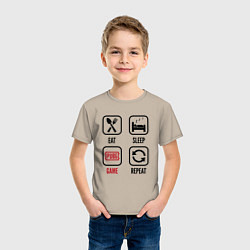 Футболка хлопковая детская Eat Sleep PUBG Repeat, цвет: миндальный — фото 2